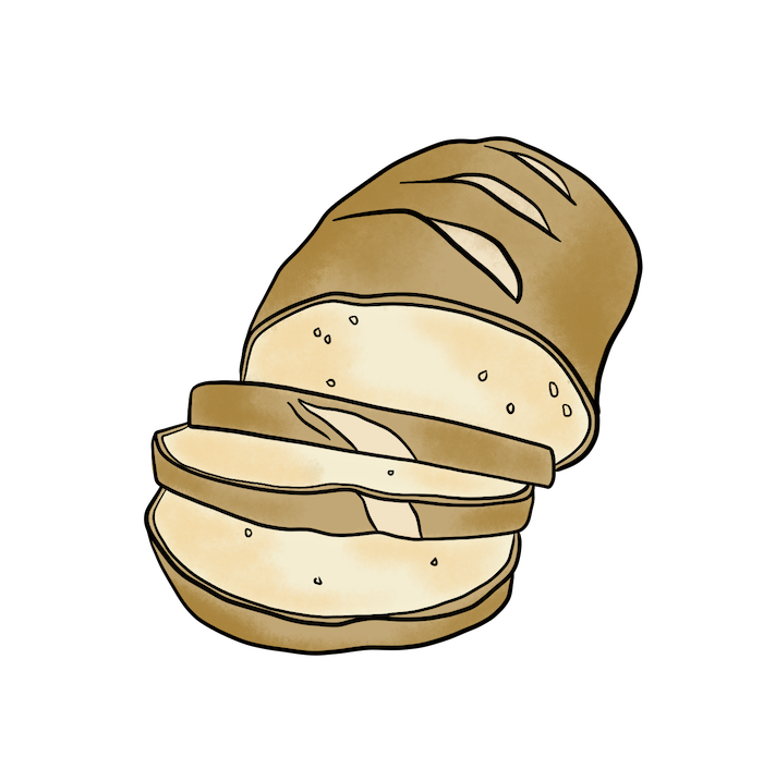 An illustration of a bread is shown. 