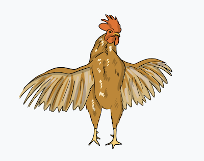 A train is stopped in a small town next to a train station and two elevators.