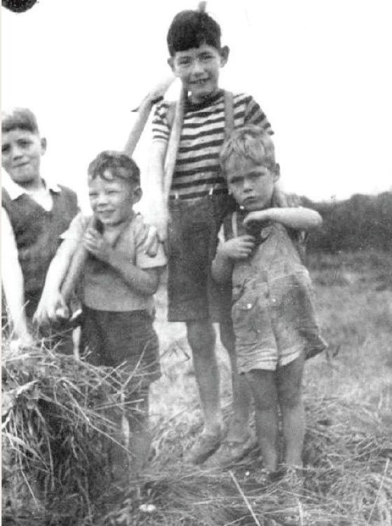 A Mennonite couple are dressed up and posing for a photo.
