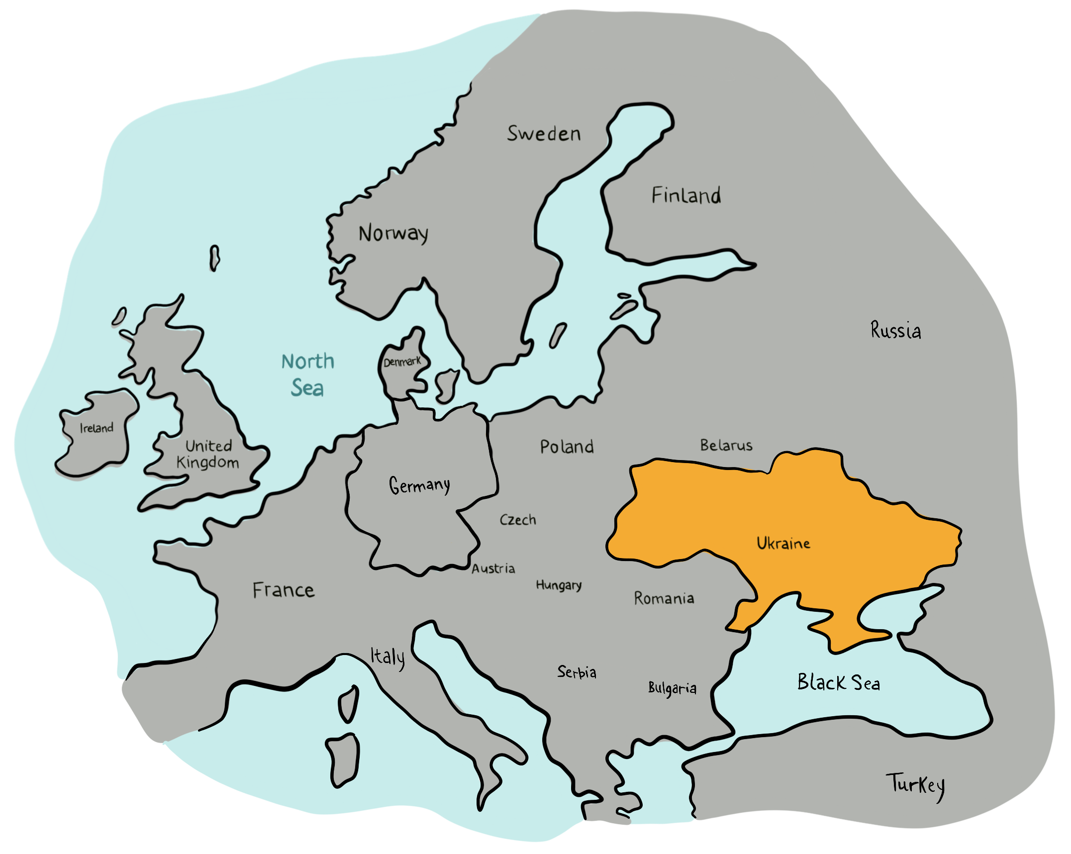 A map illustration highlights the country of Ukraine but also shows the surrounding countries of Russia, Belarus, Romania, Bulgarian, Turkey, etc.