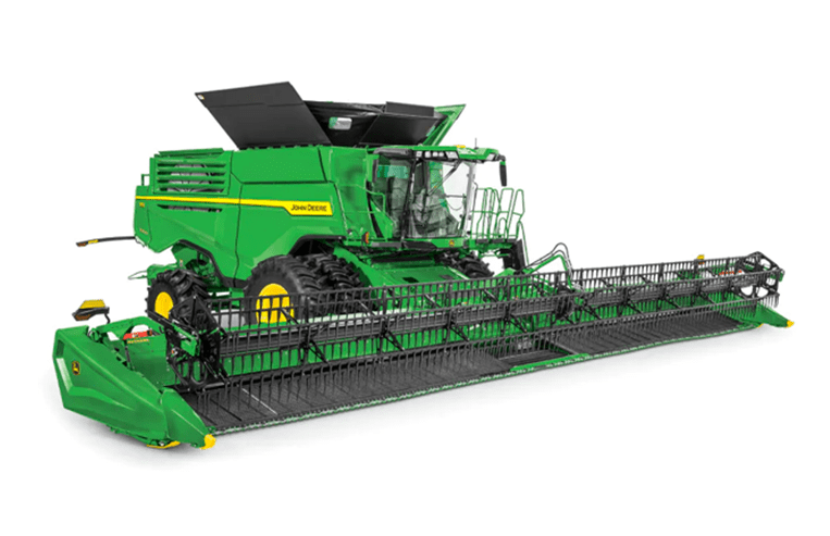 A straight-cut combine header on a combine is shown.