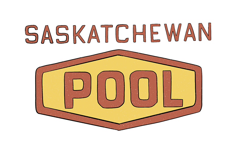 An illustrated Saskatchewan Wheat Pool logo is shown.