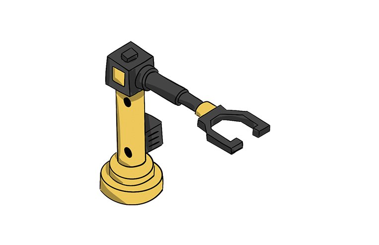 A robot is parked next to a herd of cattle in a pasture.