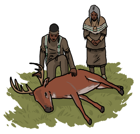 A cow elk walks through a pasture with her calf.