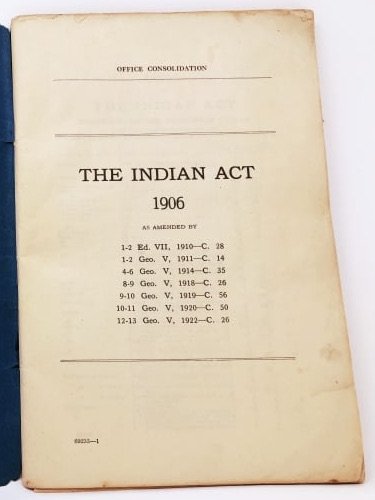The front page of the Indian Act from 1906.