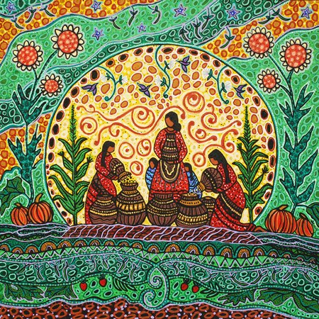 A photograph of an Indigenous man, woman and child outside their teepee.